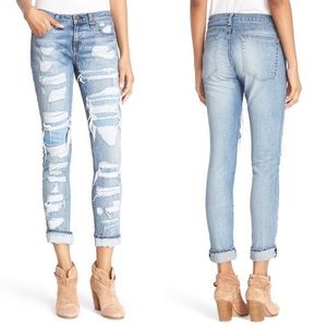 Rag & Bone Dre Distressed Boyfriend Jeans – Low‑Rise Light Wash | Size 27